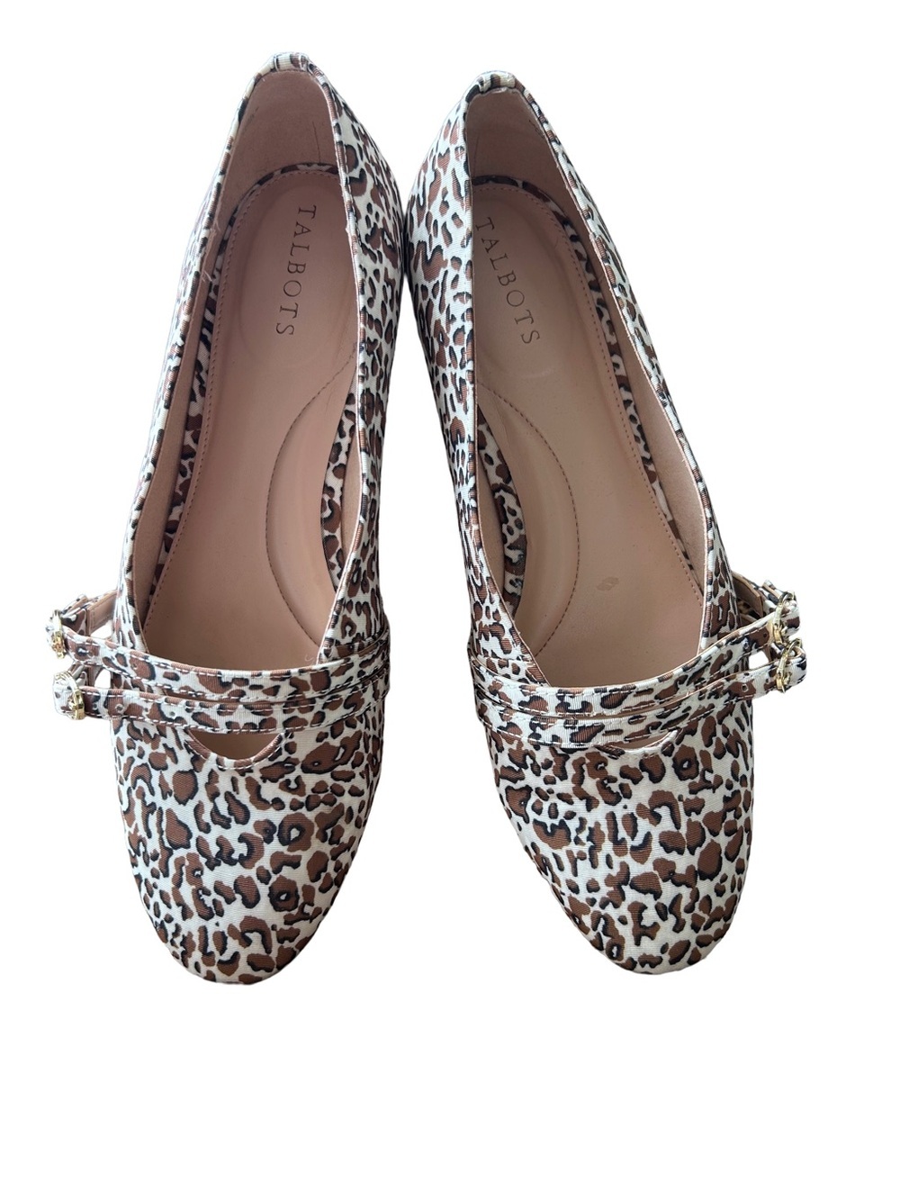 🐆 Talbots Leopard-Print Mary Jane Flats in Brown and Cream Size 9 - Picture 5 of 8